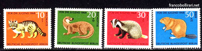 francobolli rari germania Pro gioventù animali selvatici